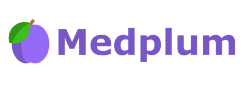 Medplum logo with a purple plum icon and purple text