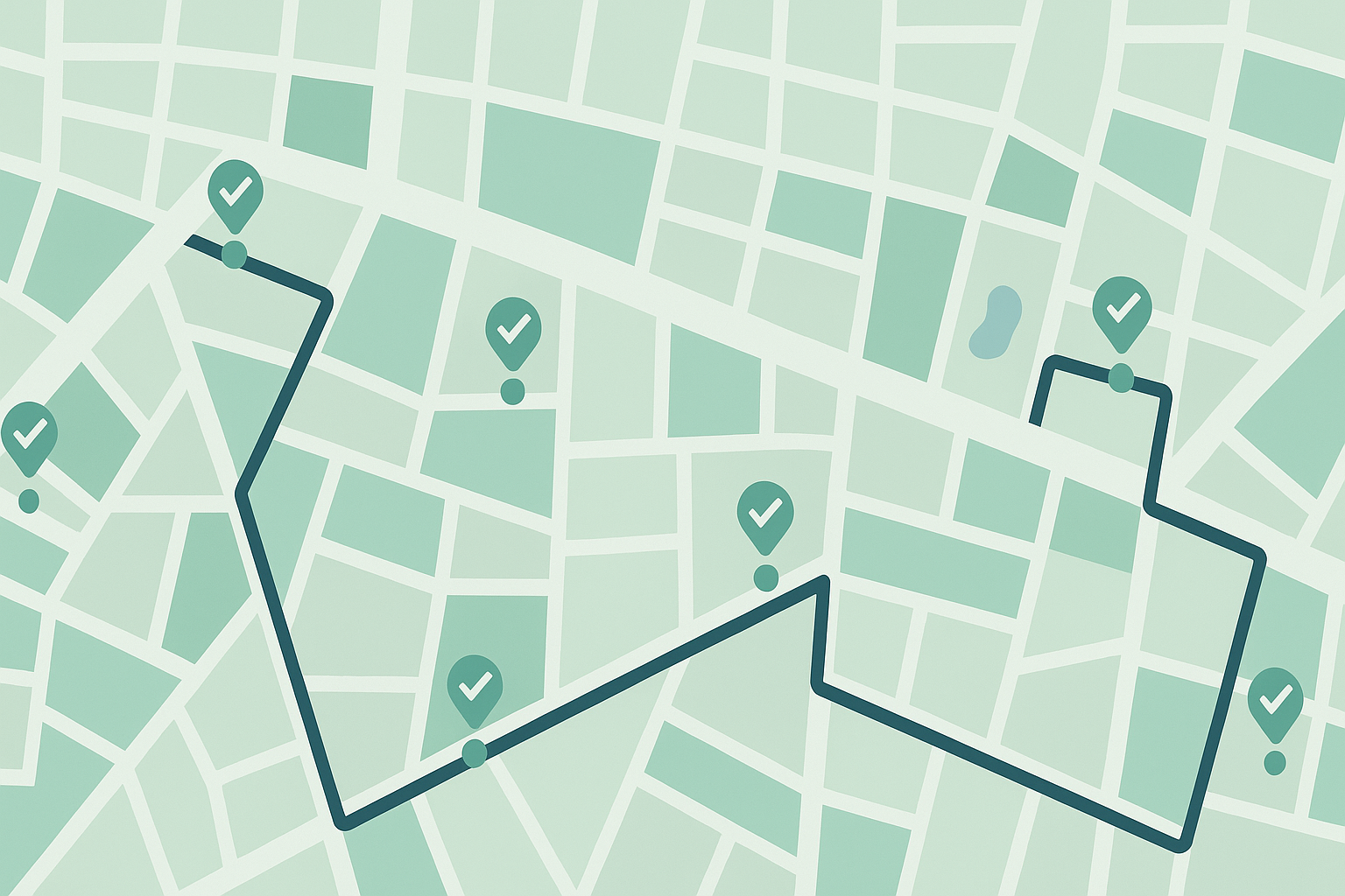 Flexio delivery route map illustration showing multiple checkpoints and completed stops for healthcare logistics and pharmacy deliveries