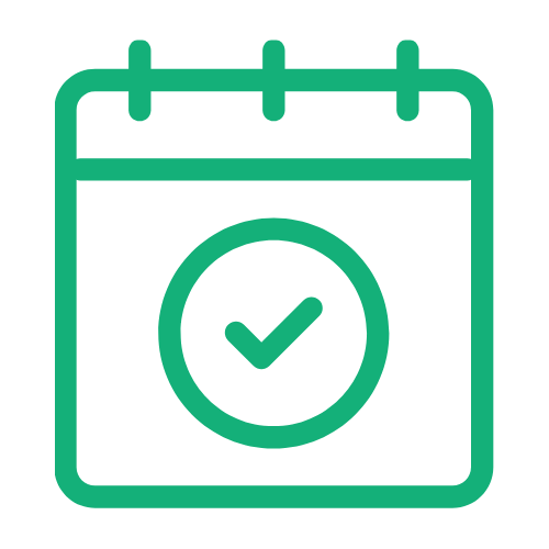 Calendar with check icon representing scheduled routes and predictable work