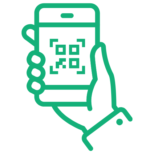 Hand holding a phone scanning a QR code for proof of delivery and verification