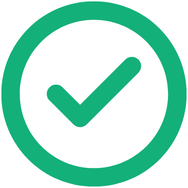 Green checkmark inside a green circle.