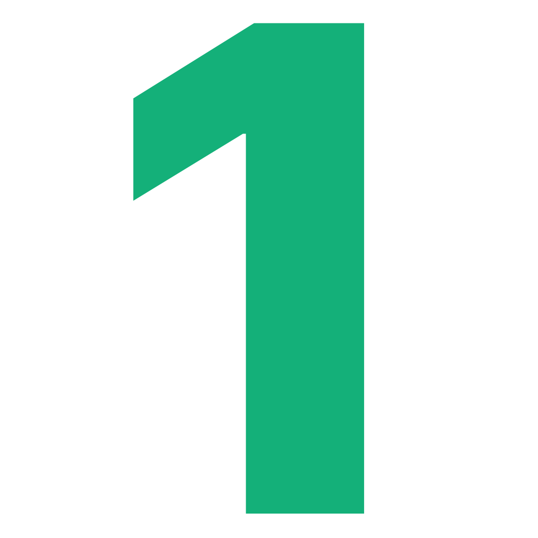 A teal-colored number one graphic on a black background.