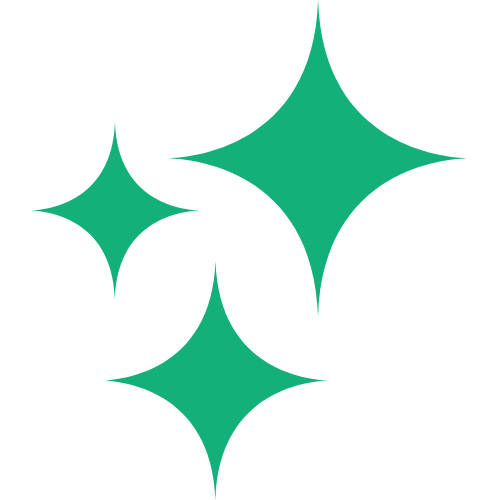 Four teal star-shaped designs with rounded points on a black background.